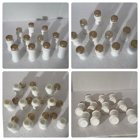 Lot‎ of 11 Milk Glass Spice Jars Twisted Rope Border Design-Apothecary-Vtg-Japan
